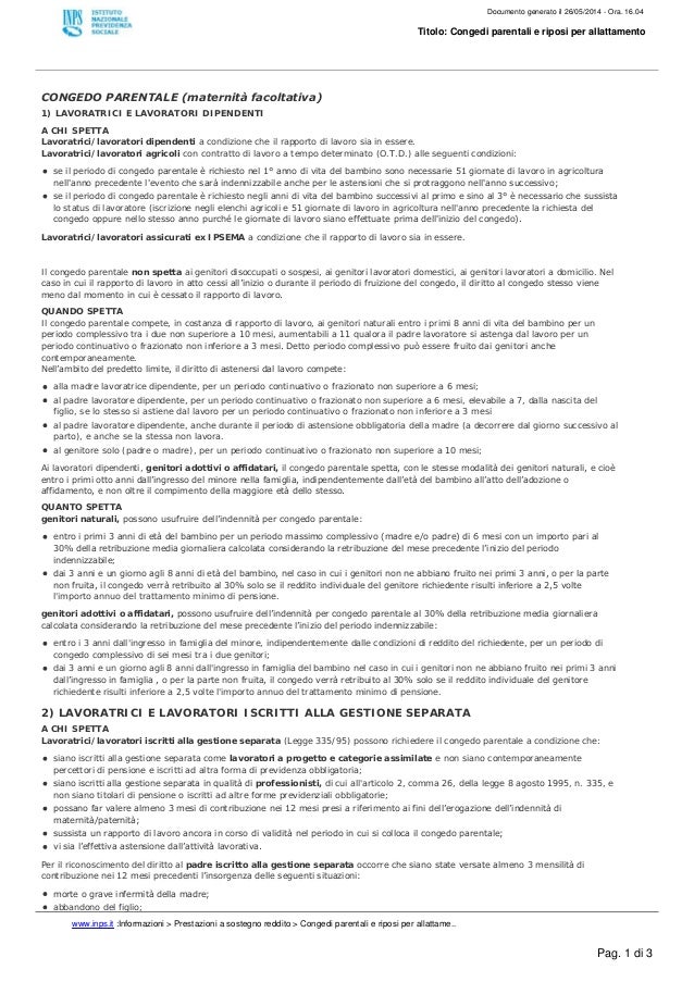 congedo parentale quando spetta congedo parentale quando spetta